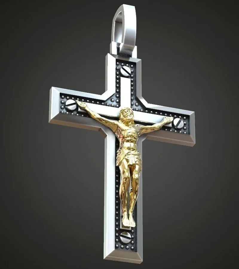 4.5g Cross Christian Jesus Crucifixion Screws Gold Pendant Women  Customized 925 SOLID STERLING Silver Pendant cross light solar cross for cemetery outdoor garden decor memorial gift cemetery led jesus cross light church messiah pray decor