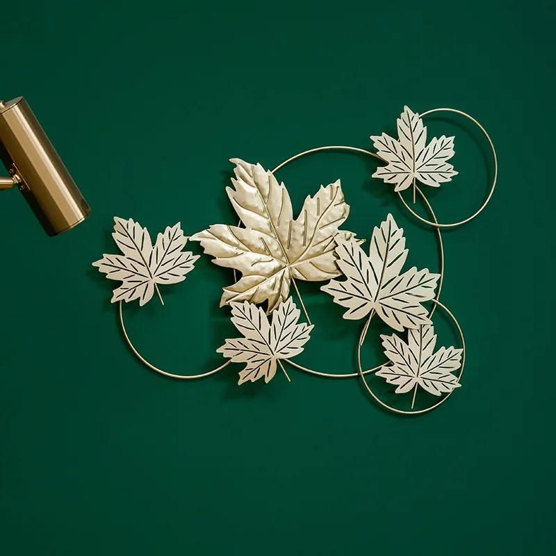 

Modern Golden Leaf Wall Decoration Living Room Tv Sofa Background Wall Ornament Hallway Iron Pendant Light Luxury Decor Gift