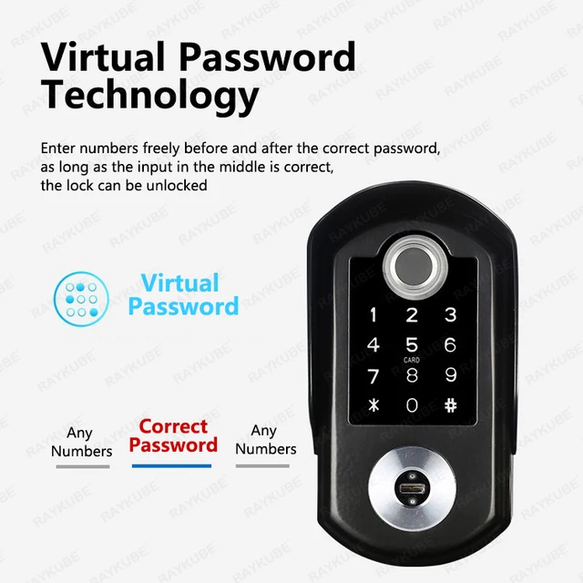 RAYKUBE W1 Tuya Single-side/ Double-side Fingerprint Smart Lock IPX6 Waterproof Digital Electronic Lock For Indoor Outdoor Gate 6