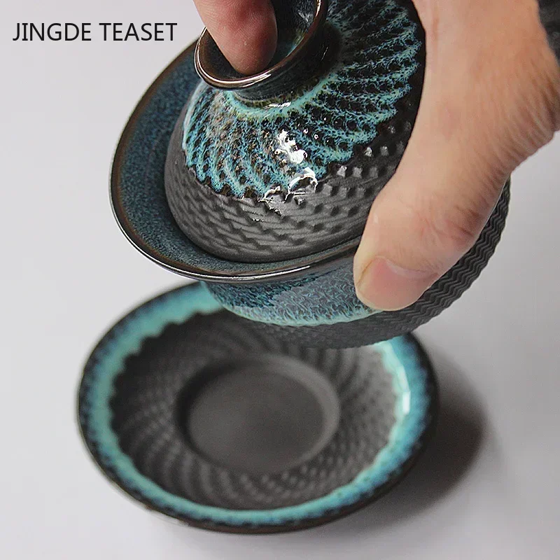 Dehua Kiln Change Ceramic Gaiwan Tea Cup Handmade Tea Tureen Chinese Retro Set Accessories Master Cup Drinkware 180ML tea set