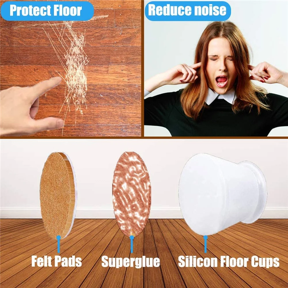 Compact Silicone Floor Protectors with Felt Pads