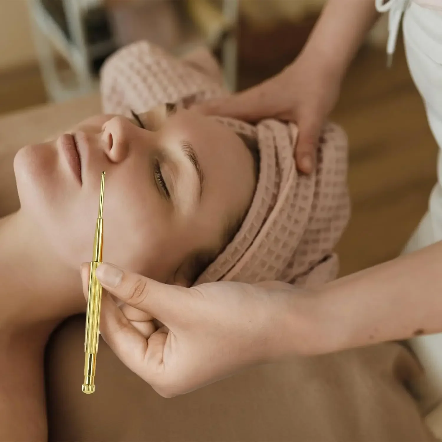 Massage Tool Facial Reflexology Retractable Acupuncture Pen Double Headed Spring Ear Care Tool Point Probe Pen Massager for Face