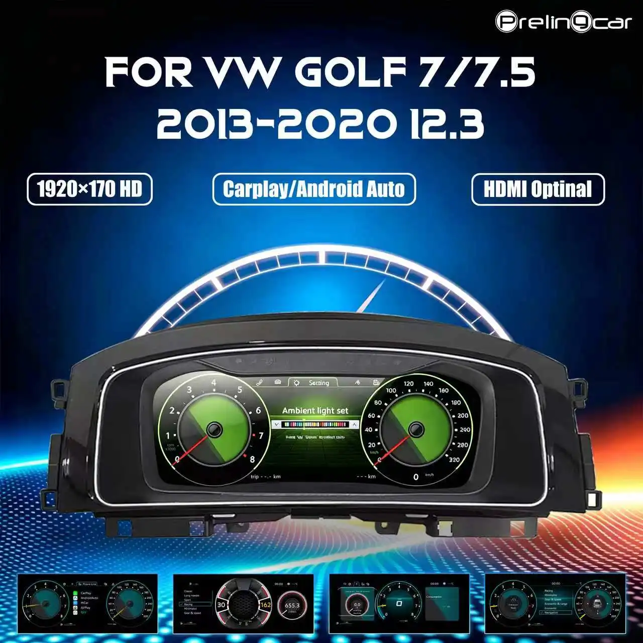 Panel de Instrumentos Digital LCD de 12.3 Pulgadas para Volkswagen Golf 7 / 7.5 MK7 Años 2013-2020, Tablero de Instrumentos, Cabina 1