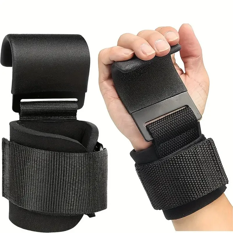 Weightlifting Straps Wrist Straps Weight Lifting Hook Grips with Wrist Wraps Hand-Bar Wrist Strap Gym Fitness Hook Weight Strap Pull-Ups Power Lifting Gloves