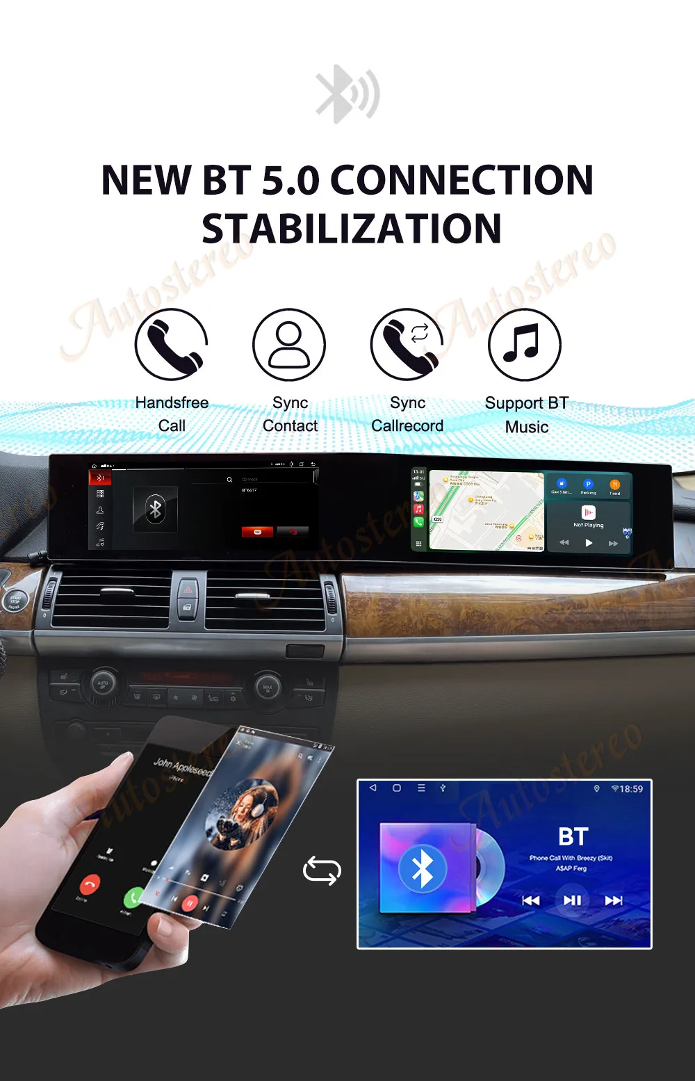 23 Inch Dual Screen Carplay Android 14 For BMW X5 Series E70 X6 E71 Car Multimed