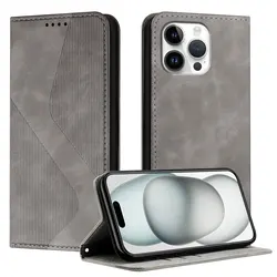 Magnetic Leather Flip Wallet Case with Card Holder and Stand - iPhone 12 Mini (GRAY)