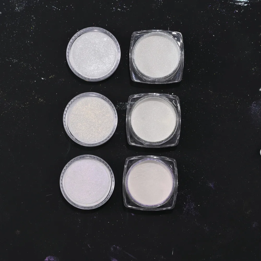 Pearl White Nails Glitter Aurora Hailey Bieber Nails Moonlight Powders Fritillary Shell Mirror Pigment Nail Decoration