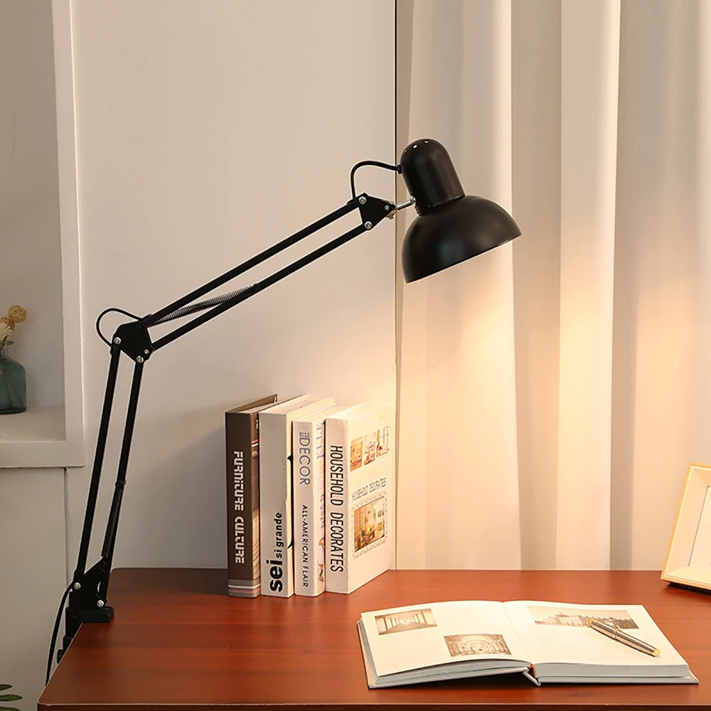 Foldable Desk Lamp Clip On Light Telescopic Eye Protection Retro