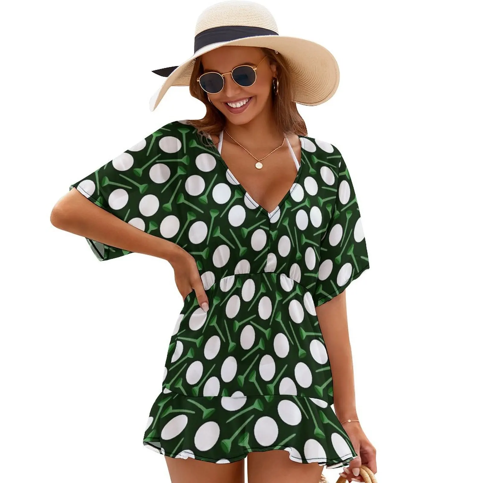 

golf balls and tees in green Cover Ups Beachwear dress party evening elegant luxury celebrity Dress for girls