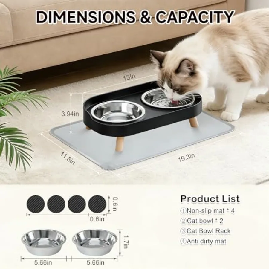 Elevated Cat Bowl Set with Mat 4