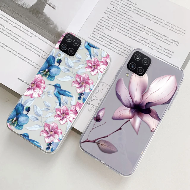 Phone Case For Samsung A12 M12 F12 Floral Silicon Cover For Samsung Galaxy  A12 5G Fundas Coque Transparent Soft Capas Flower TPU - AliExpress