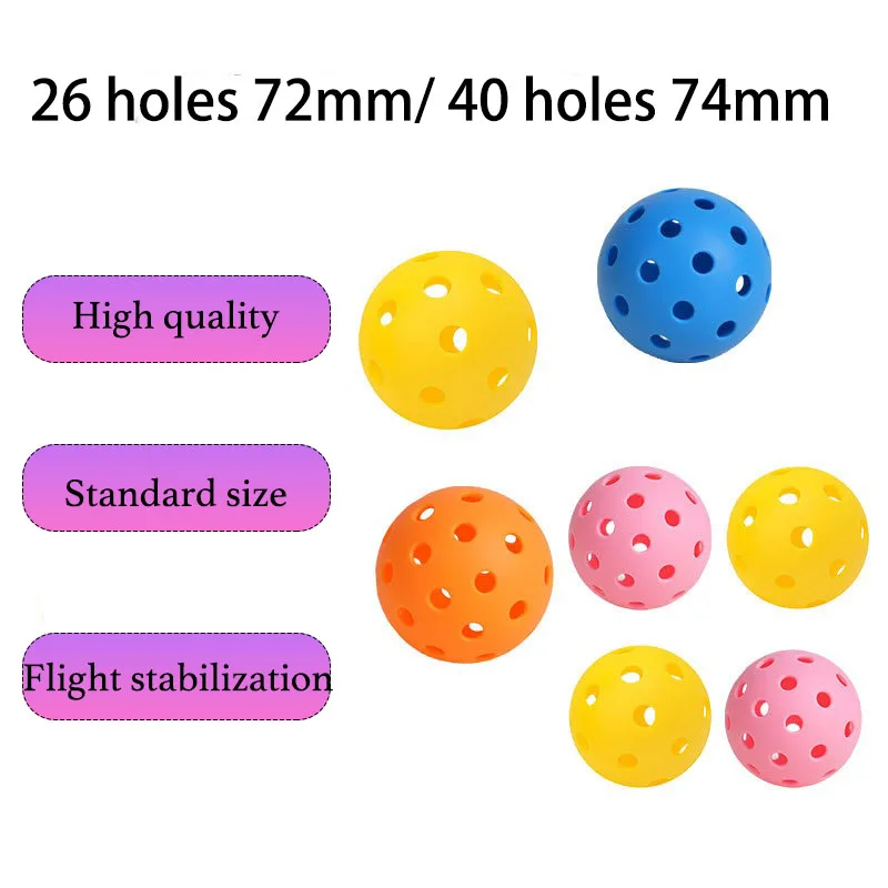 40/26 holes 74/72MM 26g Pickleballs Injection Molding PE Outdoor Indoor Pickleballs Durable Competition Pro Balls