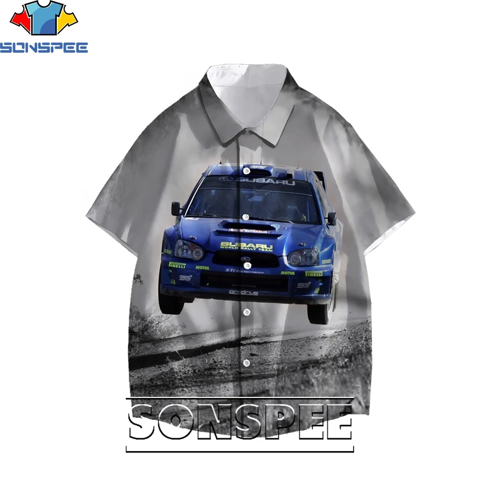 SONSPEE 3D Printing Sports Car Theme Men's Hawaiian Shirts Ladies Fun Blouse Loose Casual Punk Trend Personality Harajuku Style