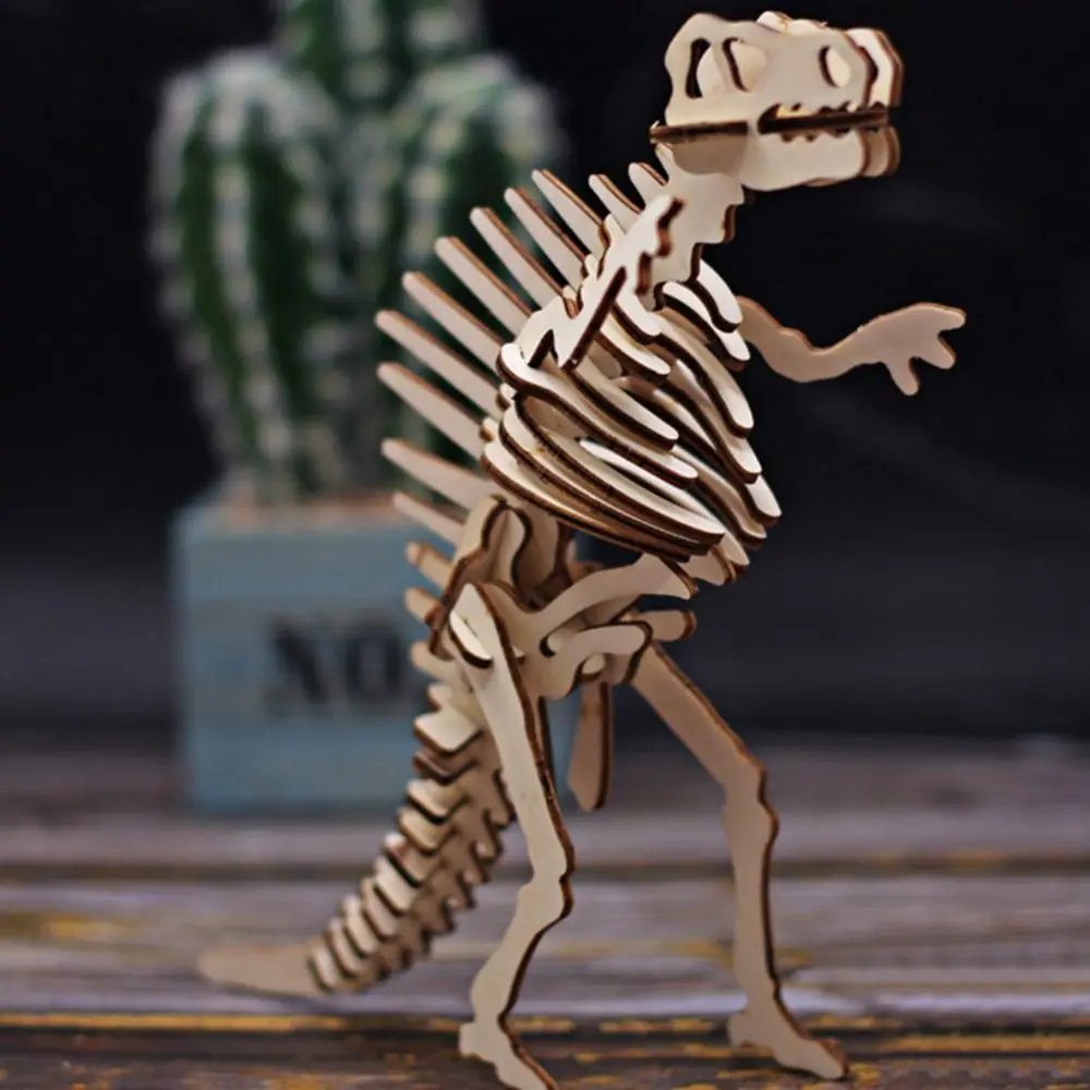 Deinonychus 3D Wooden Dinosaur Puzzle Diplodocus Spinosaurus DIY Dinosaur Model Montessori Handmade Tyrannosaurus Jigsaw
