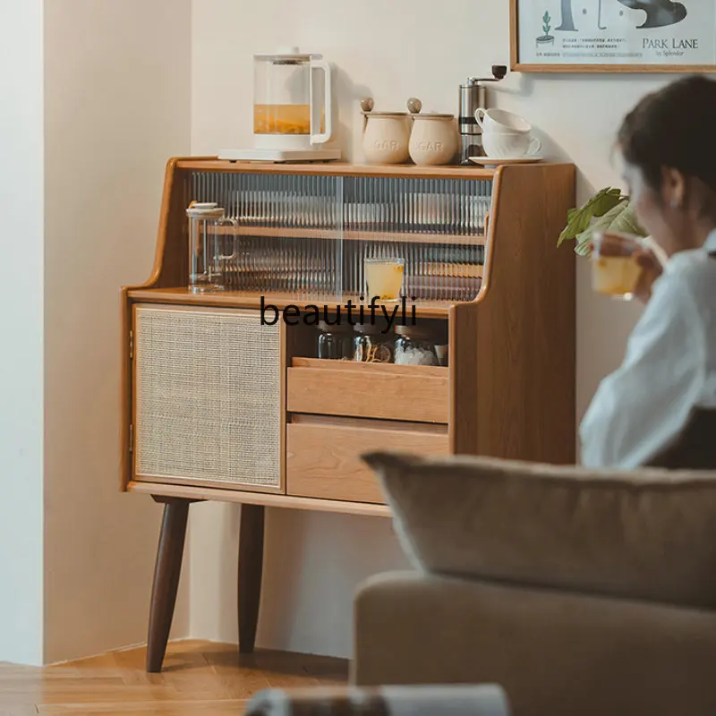 

Japanese Style Solid Wood Sideboard Nordic Modern Tea Cabinet Cherrywood Side Cabinet Locker Cupboard Chest of Drawers