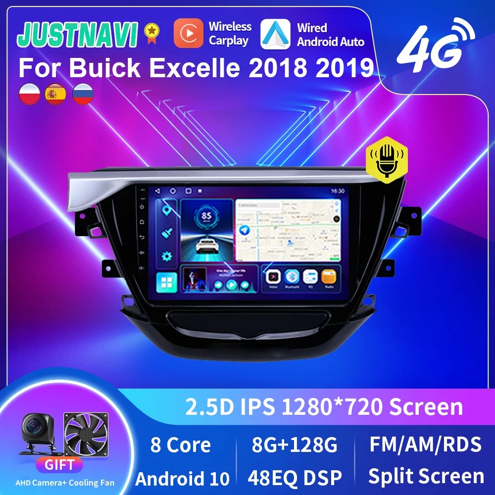 

JUSTNAVI 4G LTE 8Core 8+128G Android GPS Car Radio Player For Buick Excelle 2018 2019 Multimedia Wireless Carplay RDS DSP SWC BT