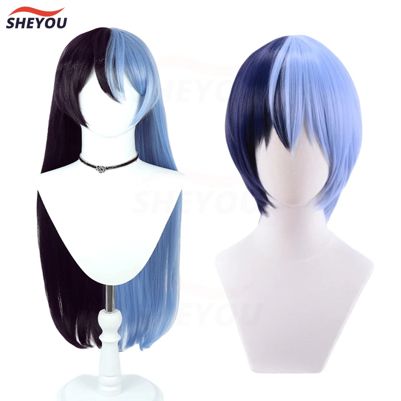 

Парик Aoyagi Toya для косплея, термостойкие искусственные волосы черного, фиолетового и голубого цветов, с рисунком аниме на Хэллоуин, с шапочкой