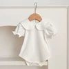 0-24Months Baby Clothes Outfits Summer Baby Romper Girls Pandora Collar White Newborn Bodysuit Short Sleeved Boys Girls Jumpsuit 1