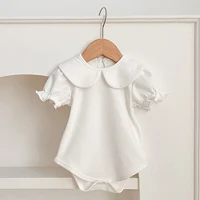 0-24Months Baby Clothes Outfits Summer Baby Romper Girls Pandora Collar White Newborn Bodysuit Short Sleeved Boys Girls Jumpsuit 1