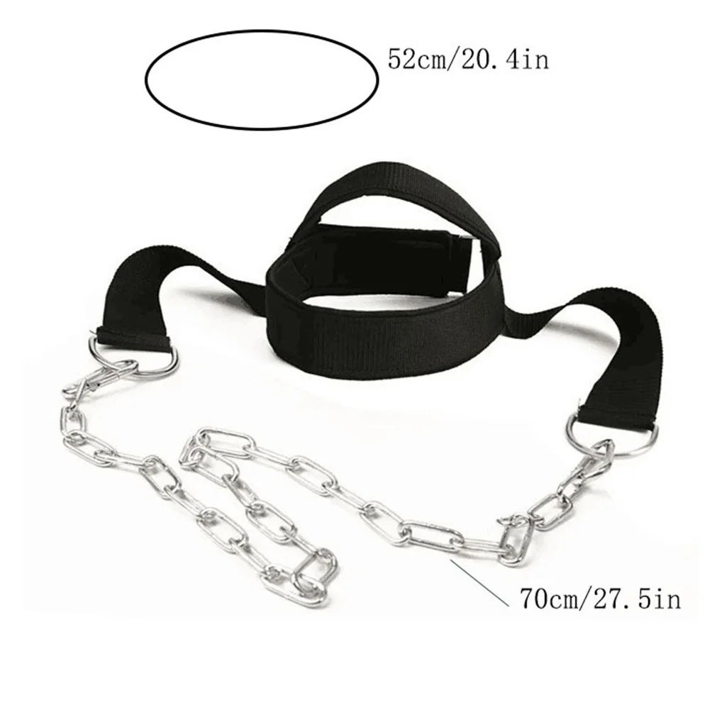 Exercise Strap Adjustable Gym Fitness Weight Bearing Cap Neck Harness with Steel Chain Neck Muscle Power Training