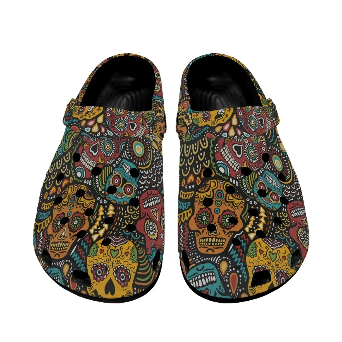 Gothic Skull Pattern Summer Unisex Clogs Lightweight Outdoor Sandals Breathable Anti-slip Bathroom Slippers Couple Slides Woman
