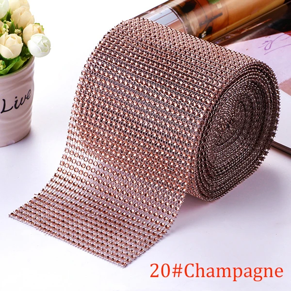 10-Yard Rhinestone Mesh Trim with 24 Rows for DIY Wedding and Party Decoration