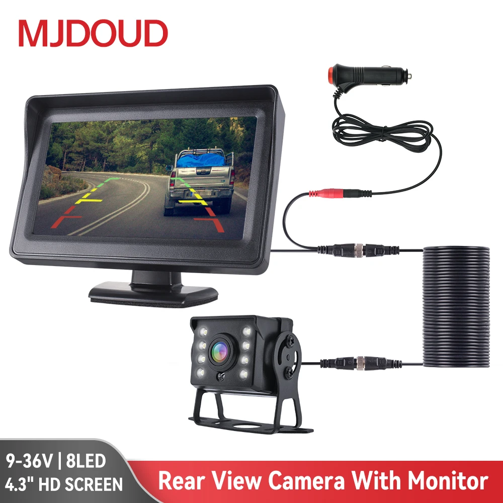 Mjdoud Truck Rear Camera With Monitor 4.3" Hd Screen 936v Led Security