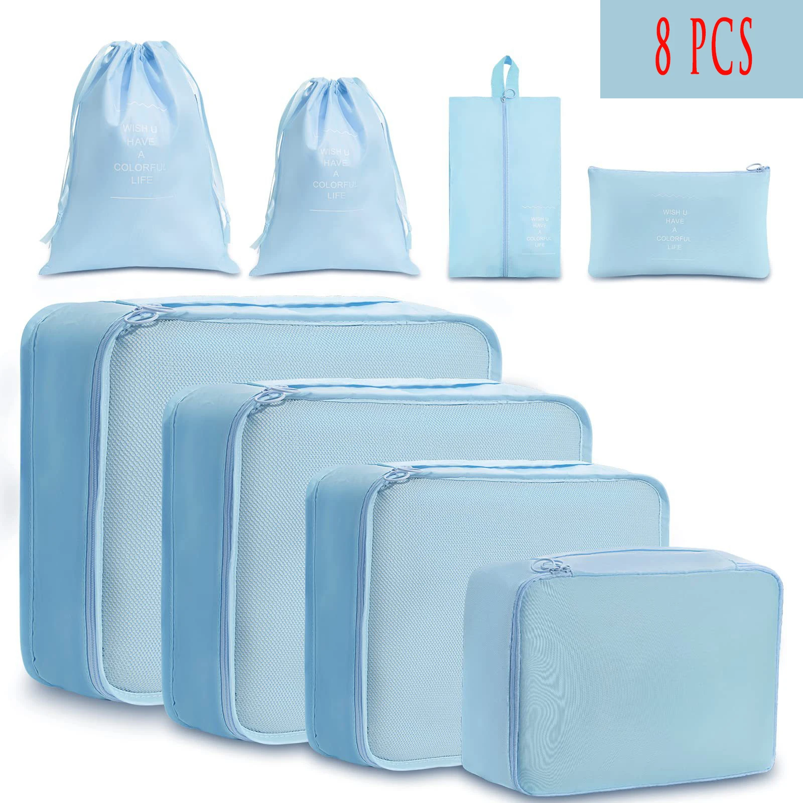 

Travel Organizer Set, Clothes Organizer, Wardrobe Suitcase Bag, Shoe Box, Storage Cube Bag, 8 Packs
