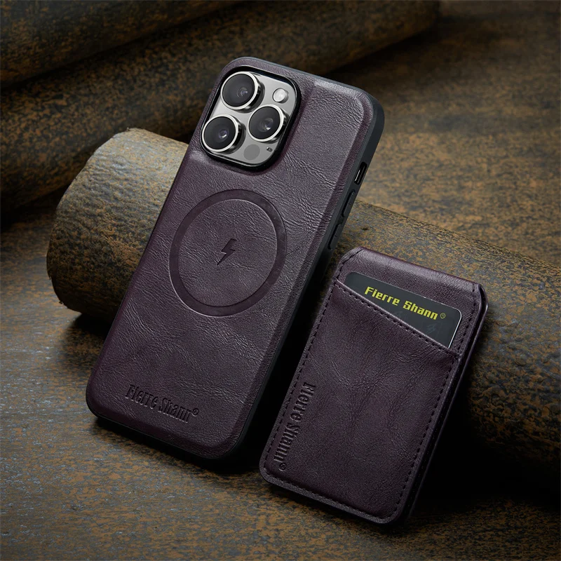 Magsafe Magnetic Leather Flip Phone Case with Wallet Card Holder