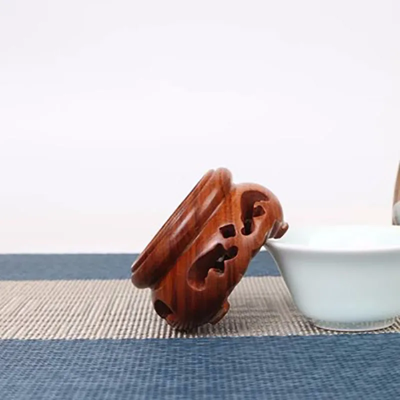 Solid Wood Small Circular Base, Porcelain, Antique Tea Cup Base, nuclear Carving, Jade incense Burner, Ornaments Base