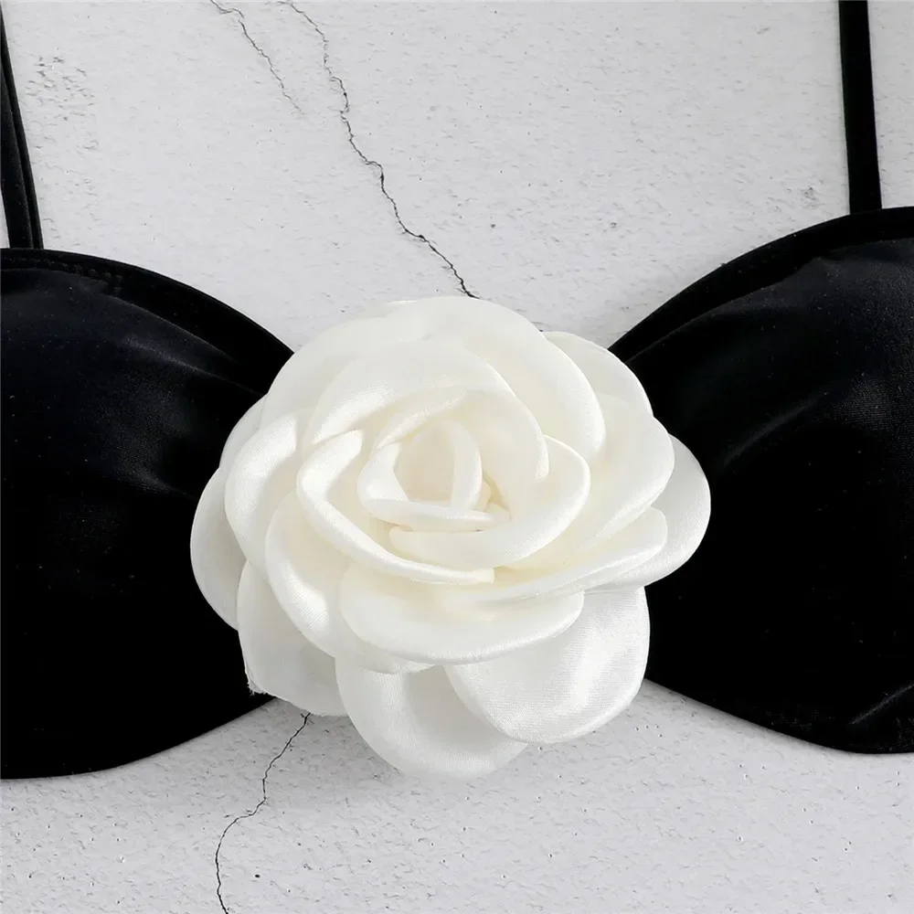 Sexy Flower Bandeau Thong Bikini 2025 Women Lace-up Swimsuit Brazilian Bikini Sets Mujer Biquini bikini set bikini swimsuit women swimwear