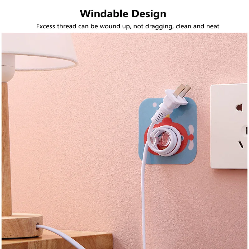 Multifunctional Punch-free Plug Hook Cartoon Animal Wall Hanging Storage Multi-function Adhesive Power Cord Socket Hanger Rack