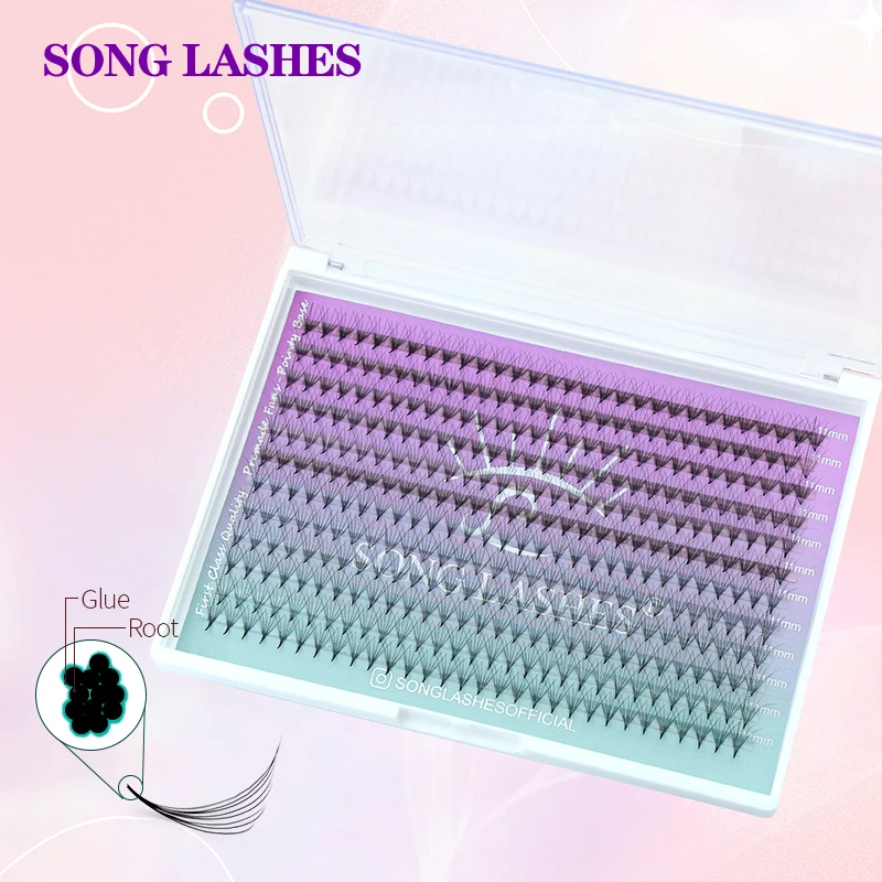 Song Lashes Mega Tray Pointy Base Premade Volume Fans Mixed Length 8-15mm Russian Volume Lashes Fans Custom Private Logo