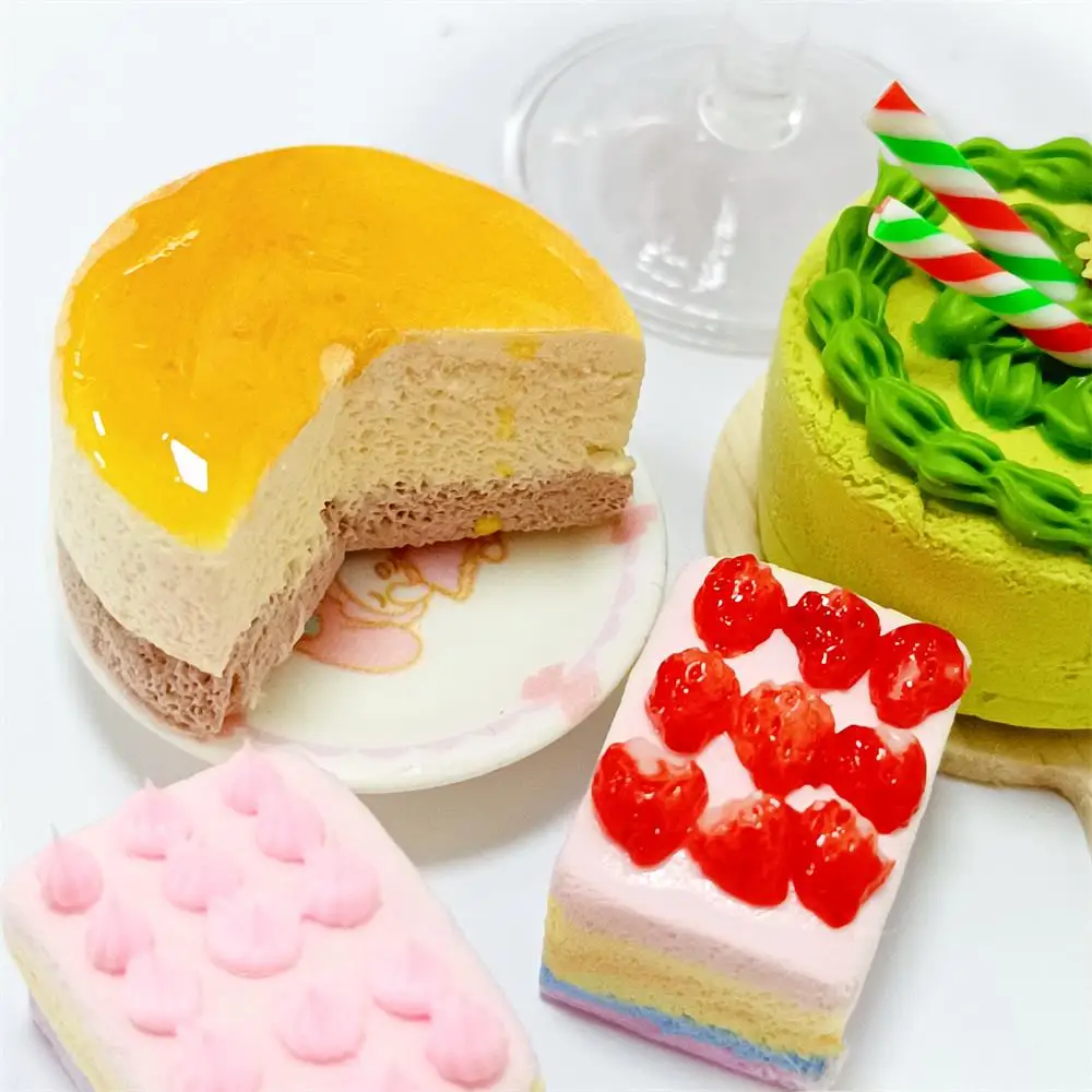 New 1/6 Simulate Mini Dollhouse Miniature RainbowCake Chocolate Cake Matcha Cake Pretend Food Mini Cake for Blyth OB11 BJD dolls 6