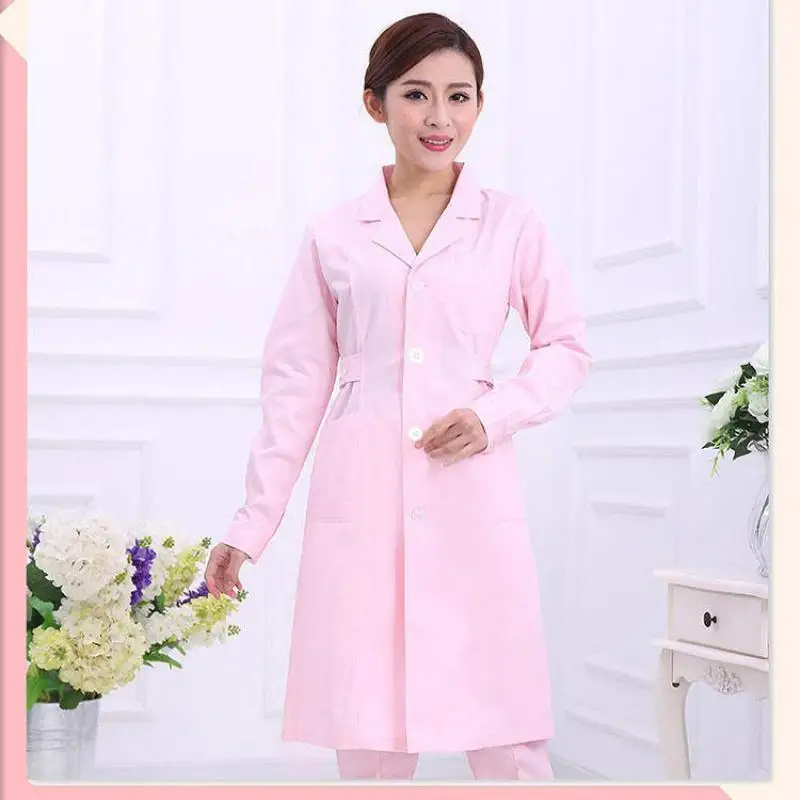 Long-sleeved Thickened White Lab Coat Nurse Uniform Female Doctor Short-sleeved Summer Slim Beauty Hospital Pharmacy Work Wear