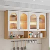 Nordic Multi-functional Kitchen Cabinets Home Kitchen Storage Cabinets Cream Style Living Room Restaurant Wall-mounted Cabinets 4