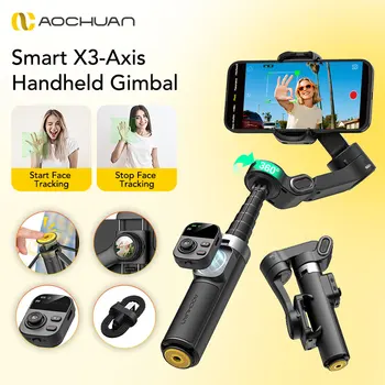 Stabilizzatore cardanico portatile AOCHUAN Smart X3 a 3 assi 360 ° Telecomando staccabile rotante con asta di prolunga incorporata per smartphone