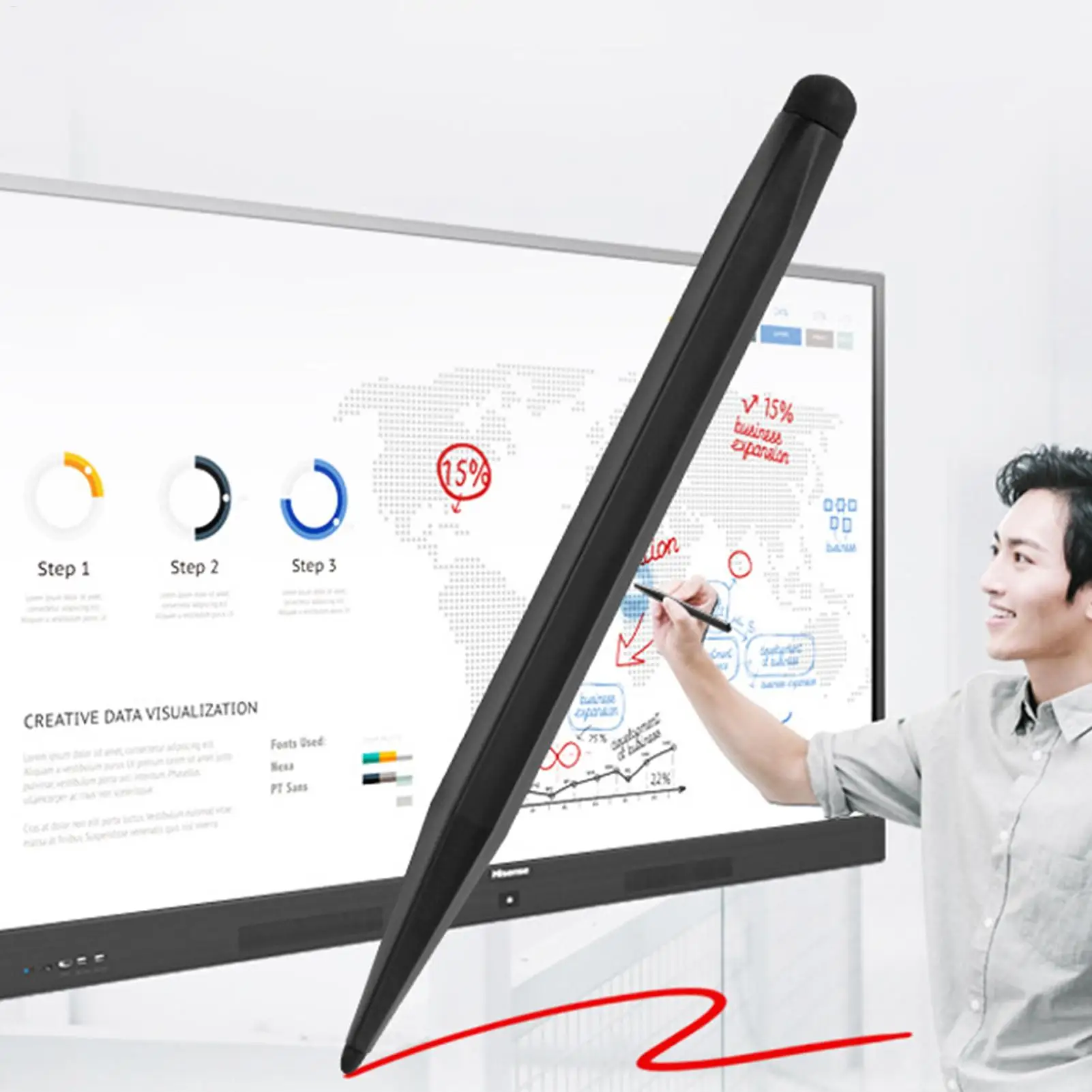 Teaching Screen Pen Electronic Whiteboard Pen Double Tips Capacitive Touch Screens Stylus Abs Convenient Precision Touch