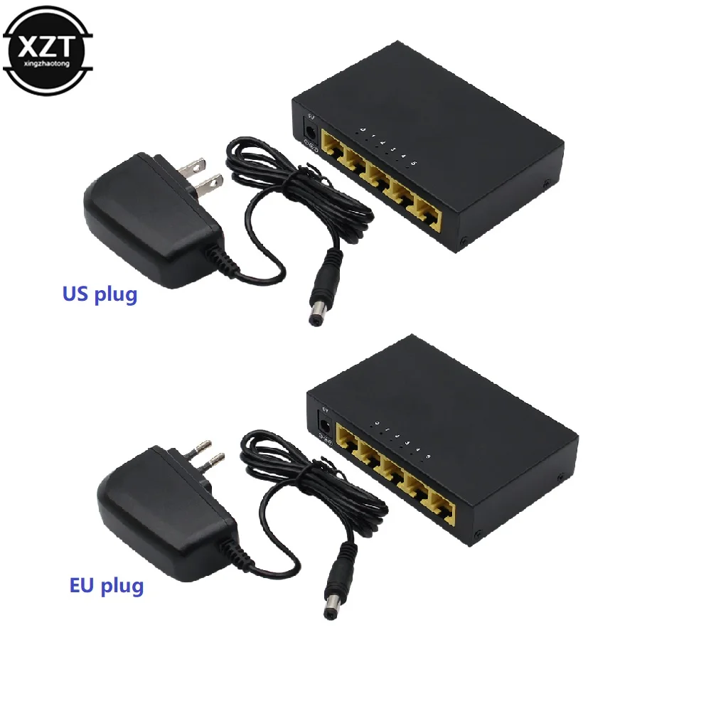 Mini Portas 100mbps Interruptor de Rede Rápido Rj45 Ethernet Switcher Lan Switching Hub Adaptador ue Eua Plug