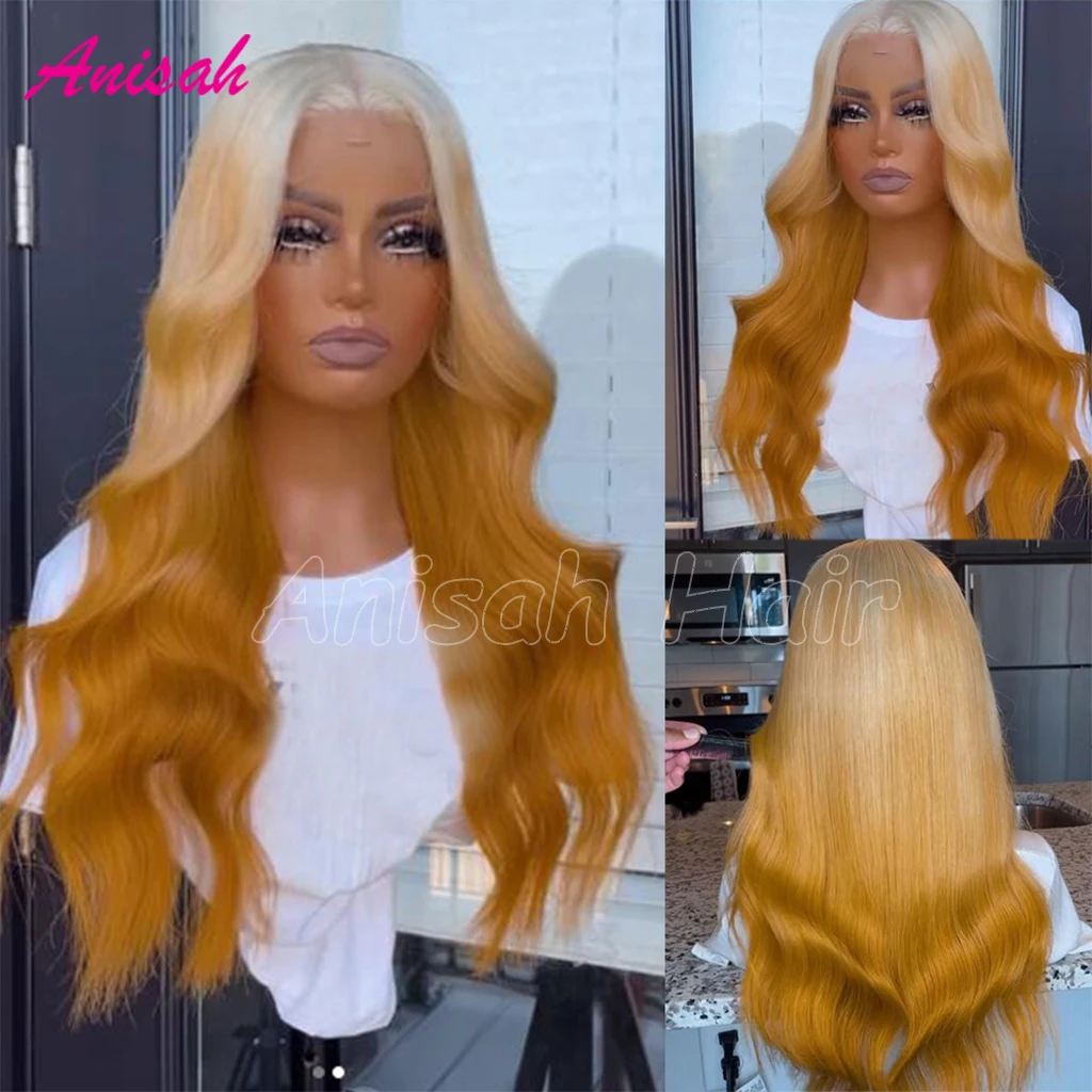 

Blonde Ombre Human Hair Lace Front Wig Preplucked 100% Brazilian Virgin Hair Glueless Lace Front Wig With Baby Hair Preplucked