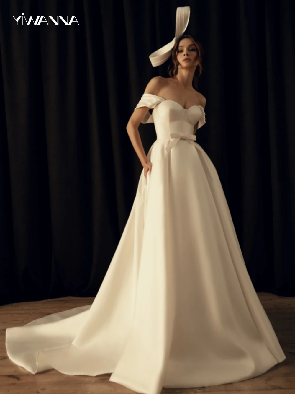 

Graceful Off The Shoulder Wedding Dress Romantic Sweetheart Neck Bride Robe Classic Satin A-line Long Bridal Gown Robe De Mariée