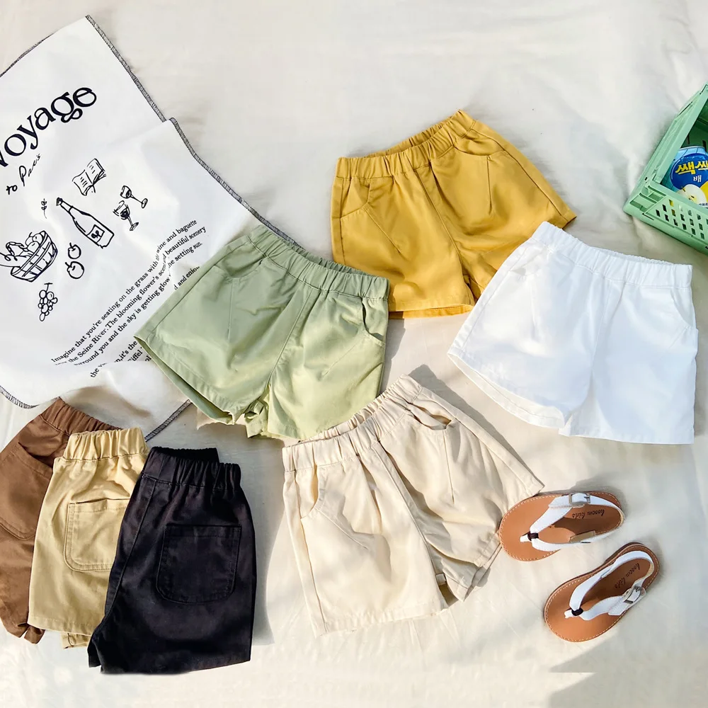 Boys Shorts Summer Korean Children Shorts Casual Overalls for Kids Boy Loose Girls Pants Solid Color Toddler Trousers