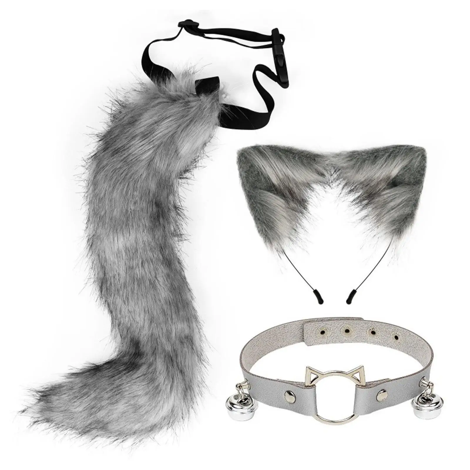 Orecchie e coda lunga Set Faux Cosplay Gifts Cat Ear fascia copricapo copricapo per la festa di natale carnevale Masquerade bambini