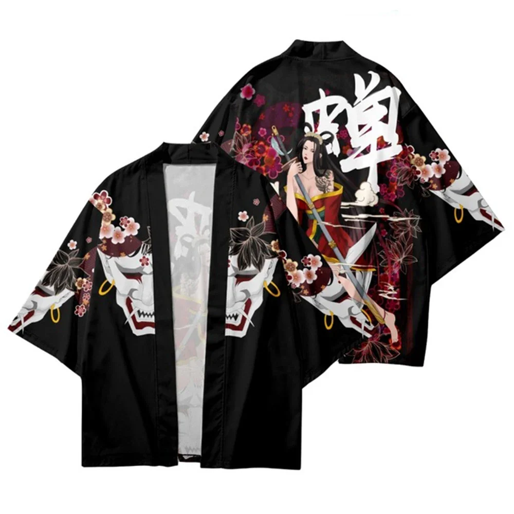 

Demon Print Samurai Shirt Clothing Traditional Haori Kimono Women Men Japanese Anime Streetwear Cardigan Yukata Cosplay