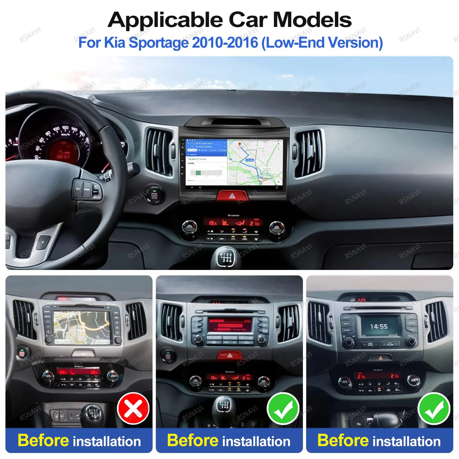 Radio para Auto Android 16 para KIA Sportage 2010 2011 2012 2013 2014 2015 2016 5G WIFI Qualcomm Navegación DSP Estéreo Multimedia GPS 2