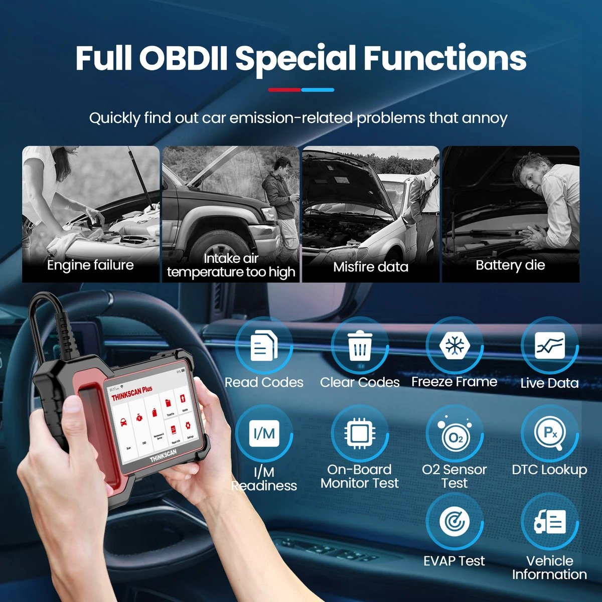 Thinkscan Plus S4 OBD2 Scanner ABS/SRS/ECM/TCM/BCM System with 3 Resets OBDII Automotive Scanner Bluetooth Diagnostic Tools — view 4