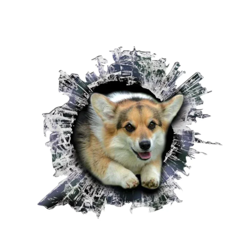 

Personality 3D Corgi Glass Slag Car Stickers Decal Accessories Motorcycle Car Window Body Decorative PVC 13cm X 12cm