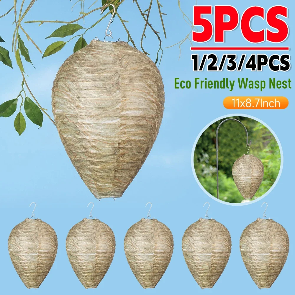 1-5PCS Eco Friendly Wasp Nest Decoy Hornet Yellow Jacket Repellent Non-Toxic Hanging Wasp Deterrent