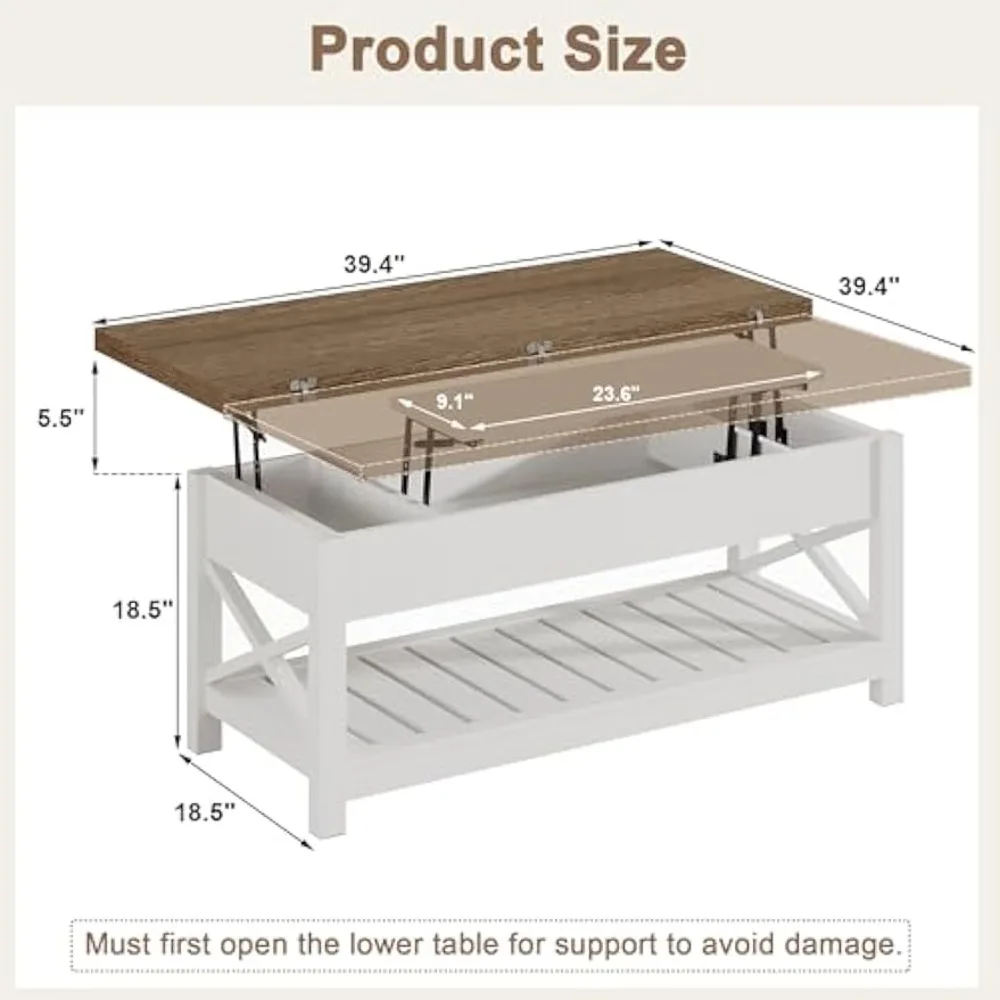 Lift Top Coffee Table,Multi-Function Convertible Coffee Table with Storage and Compartment,Coffee Table Converts to Dining Table 6