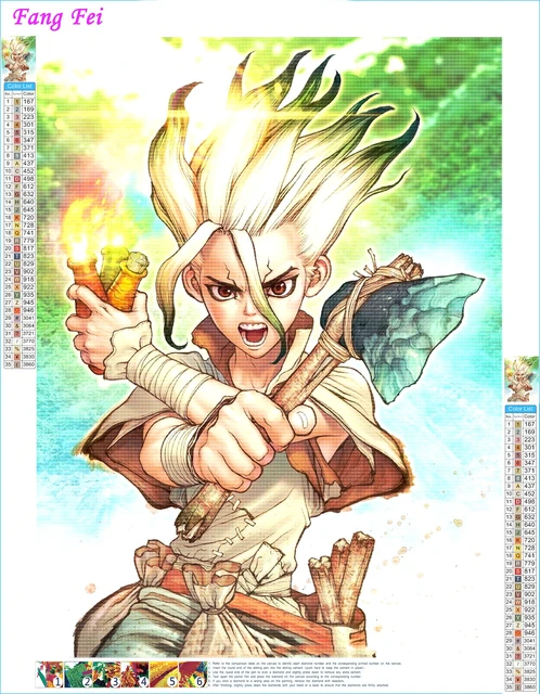 Dr.Stone Anime Diamond Art Painting Kit Cartoon Ishigami Senkuu Wall Art  Cross Stitch Embroidery Picture